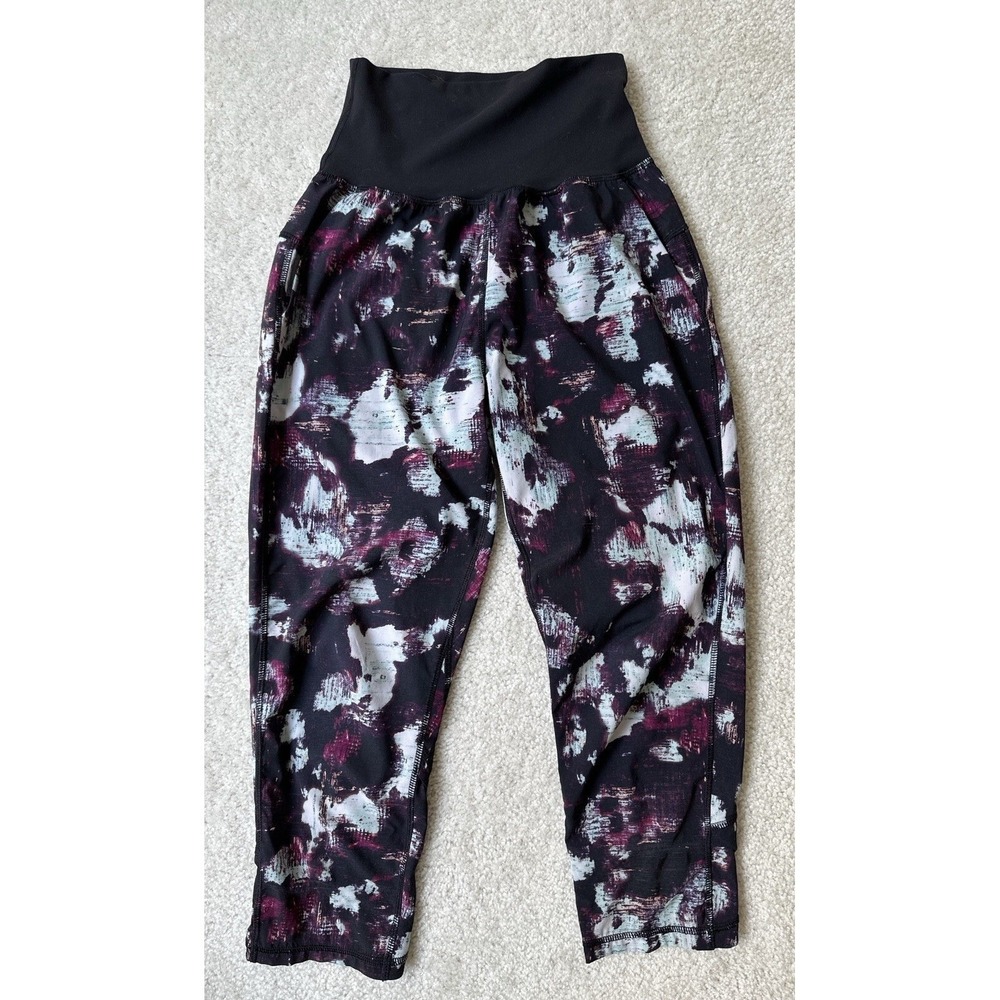 Lululemon Tranquil Crop Pants High Waist Kara Blossom Multi Black Women's Size 4